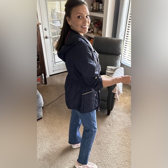 Bebe Blue 100% polyester jacket Gols Accents, 3/4 Sleeve size S - Picture 11 of 13